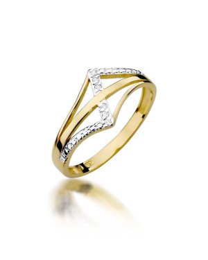 Złoty Pierścionek 14k z diamentem brylant 0,03ct