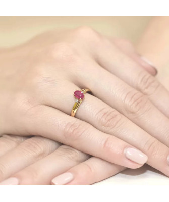 Złoty Pierścionek 14k z diamentem rubin 0,60ct