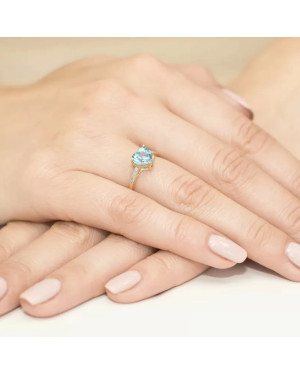 Złoty Pierścionek 14k z diamentem topaz 1,20ct