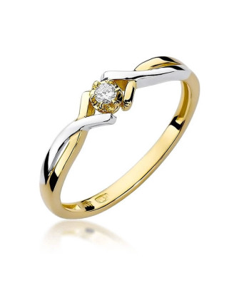 Złoty Pierścionek 14k z diamentem brylant 0,04ct