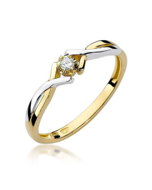 Złoty Pierścionek 14k z diamentem brylant 0,04ct