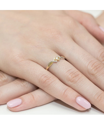 Złoty Pierścionek 14k z diamentem brylant 0,04ct