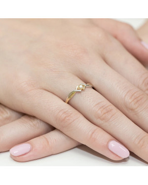 Złoty Pierścionek 14k z diamentem brylant 0,04ct