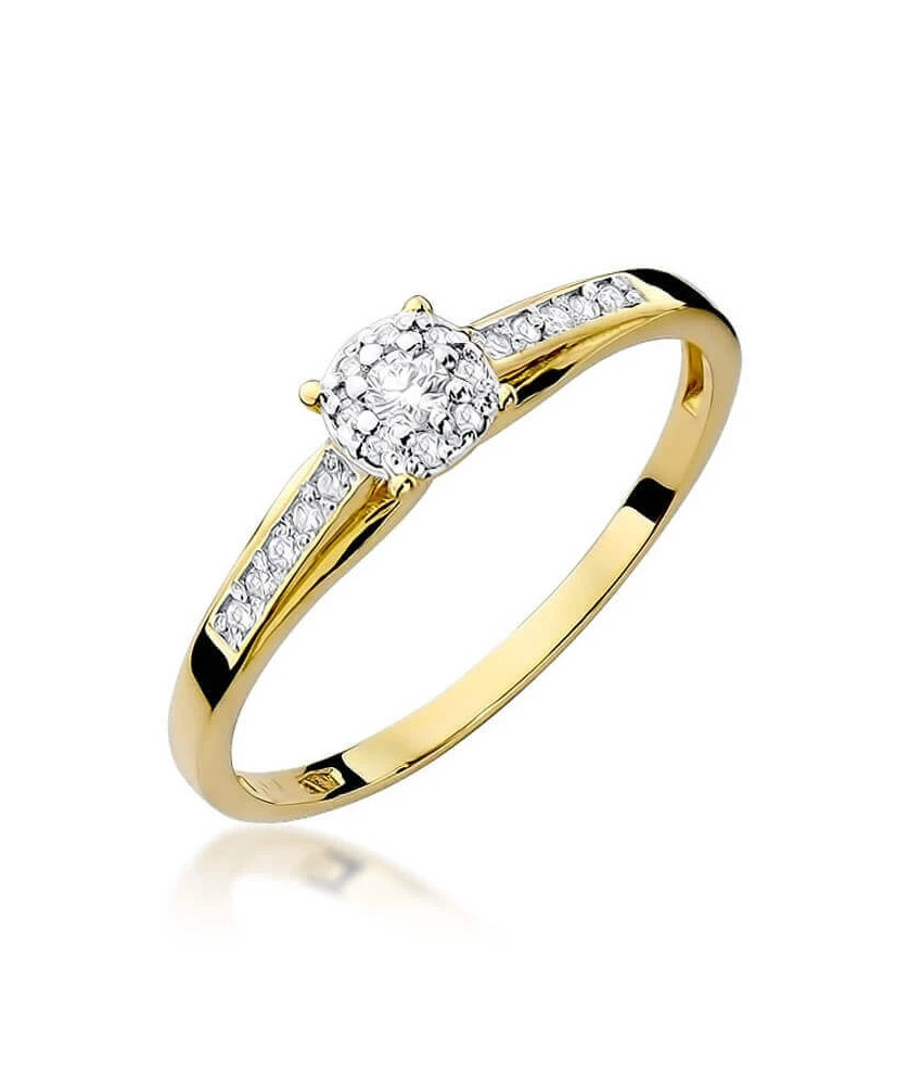 Złoty Pierścionek 14k z diamentem brylant 0,13ct