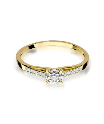 Złoty Pierścionek 14k z diamentem brylant 0,13ct