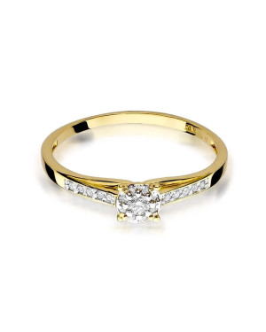 Złoty Pierścionek 14k z diamentem brylant 0,13ct