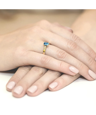 Złoty Pierścionek 14k z diamentem topaz 0,65ct