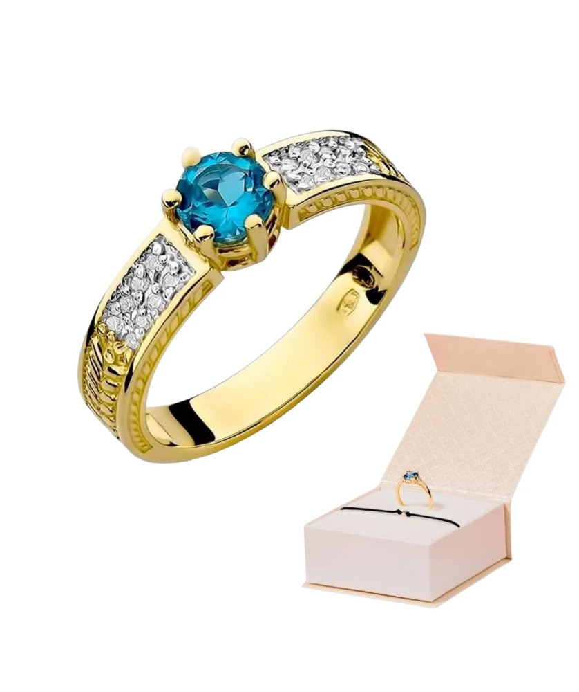 Złoty Pierścionek 14k z diamentem topaz 0,50ct