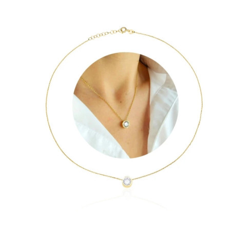 Gold-plated necklace, large ZIRCONIA |GoldJewellery