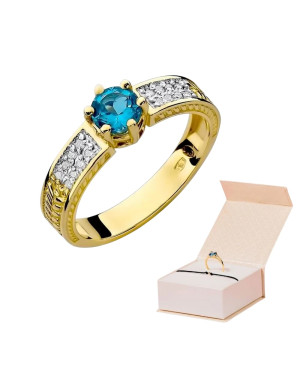 Złoty Pierścionek 14k z diamentem topaz 0,50ct