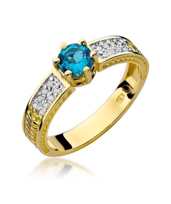Złoty Pierścionek 14k z diamentem topaz 0,50ct