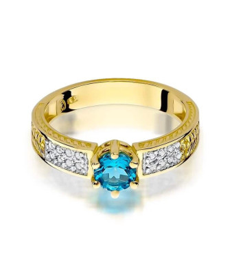 Złoty Pierścionek 14k z diamentem topaz 0,50ct
