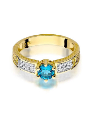 Złoty Pierścionek 14k z diamentem topaz 0,50ct