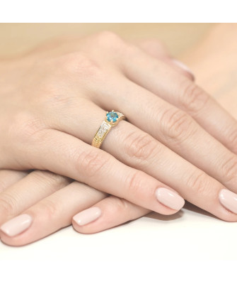 Złoty Pierścionek 14k z diamentem topaz 0,50ct
