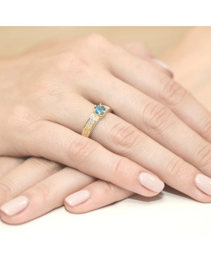 Złoty Pierścionek 14k z diamentem topaz 0,50ct