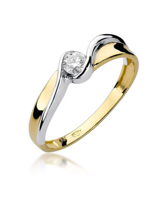 Złoty Pierścionek 14k z diamentem brylant 0,15ct