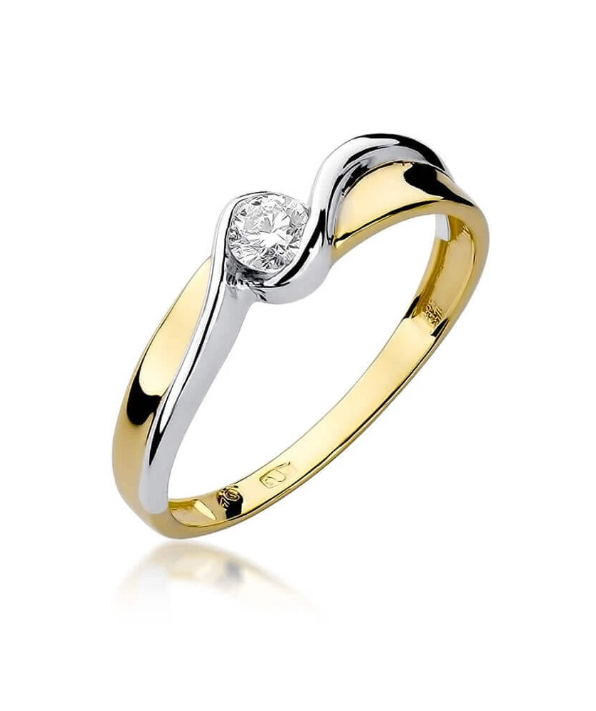 Złoty Pierścionek 14k z diamentem brylant 0,15ct