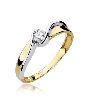 Złoty Pierścionek 14k z diamentem brylant 0,15ct