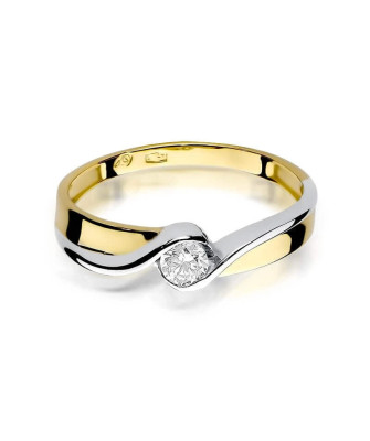 Złoty Pierścionek 14k z diamentem brylant 0,15ct
