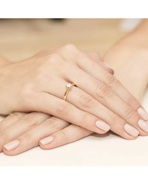 Złoty Pierścionek 14k z diamentem brylant 0,30ct