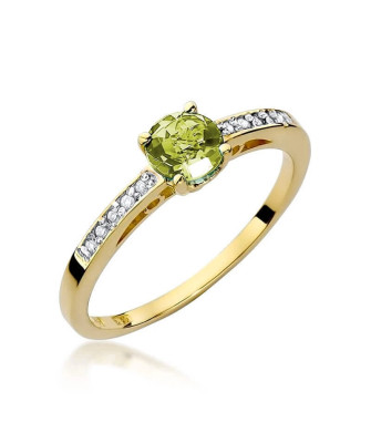 Złoty Pierścionek 14k z diamentem oliwin 0,60ct