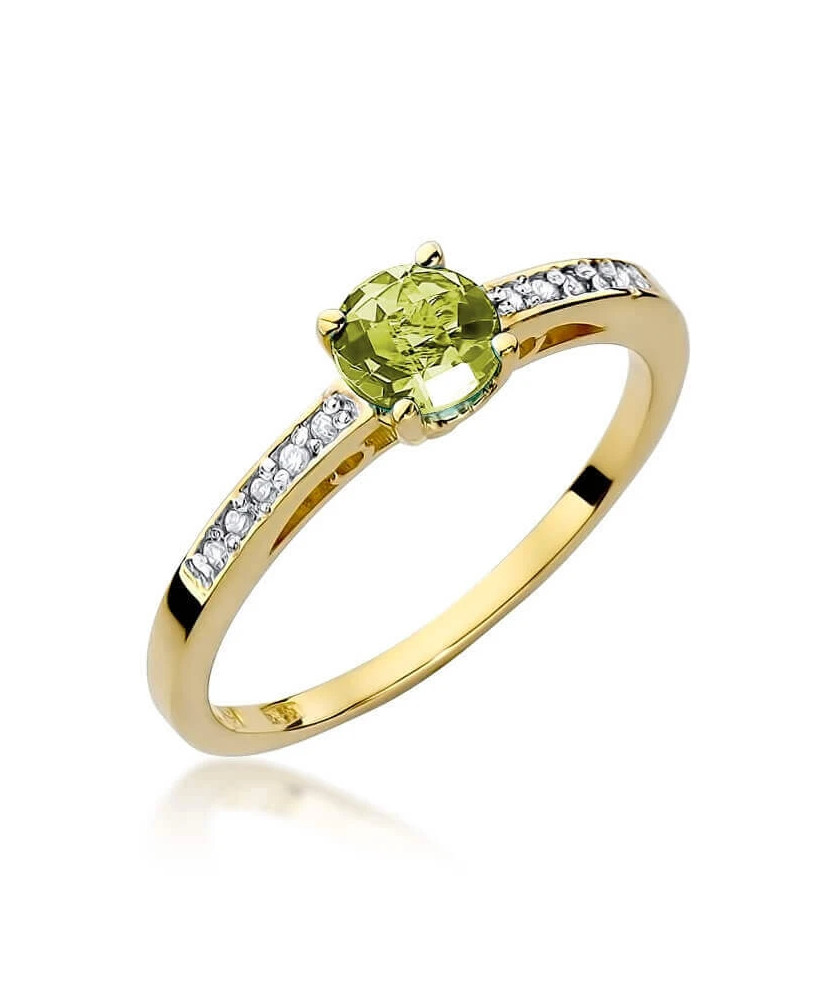 Złoty Pierścionek 14k z diamentem oliwin 0,60ct
