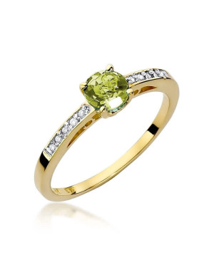 Złoty Pierścionek 14k z diamentem oliwin 0,60ct