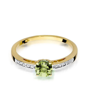 Złoty Pierścionek 14k z diamentem oliwin 0,60ct