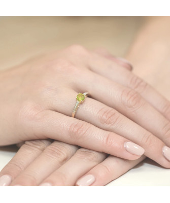 Złoty Pierścionek 14k z diamentem oliwin 0,60ct