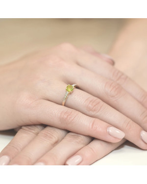 Złoty Pierścionek 14k z diamentem oliwin 0,60ct