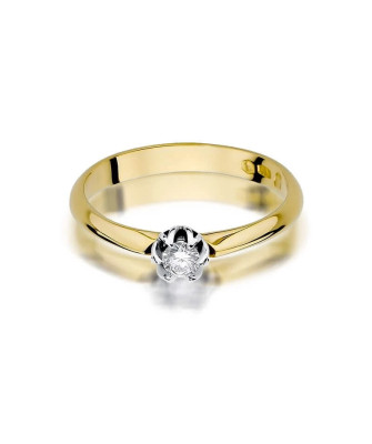 Złoty Pierścionek 14k z diamentem brylant 0,10ct