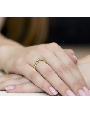 Złoty Pierścionek 14k z diamentem brylant 0,10ct