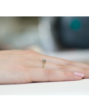 Złoty Pierścionek 14k z diamentem brylant 0,10ct