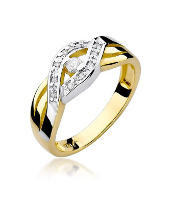 Złoty Pierścionek 14k z diamentem brylant 0,10ct