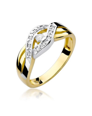 Złoty Pierścionek 14k z diamentem brylant 0,10ct