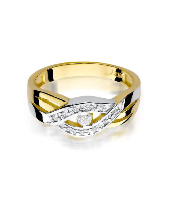 Złoty Pierścionek 14k z diamentem brylant 0,10ct