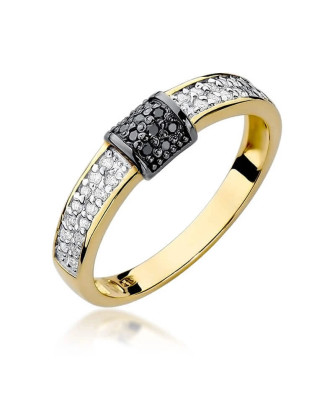 14k Gold Ring with Diamond Brilliant White 0.14 Black 0.05ct