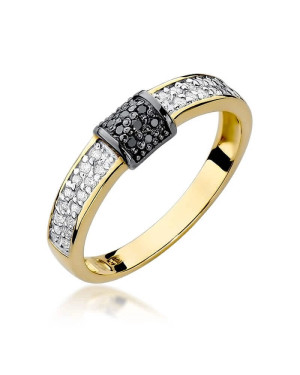 14k Gold Ring with Diamond Brilliant White 0.14 Black 0.05ct