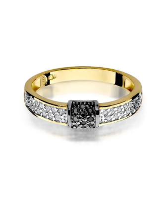 14k Gold Ring with Diamond Brilliant White 0.14 Black 0.05ct