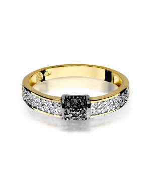 14k Gold Ring with Diamond Brilliant White 0.14 Black 0.05ct