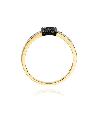 14k Gold Ring with Diamond Brilliant White 0.14 Black 0.05ct