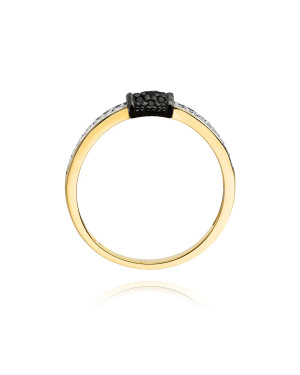 14k Gold Ring with Diamond Brilliant White 0.14 Black 0.05ct