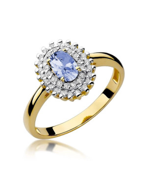 Złoty Pierścionek 14k z diamentem tanzanit 0,40ct