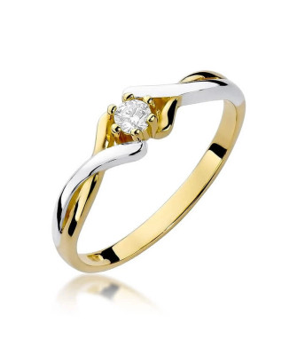 Złoty Pierścionek 14k z diamentem brylant 0,10ct