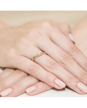 Złoty Pierścionek 14k z diamentem brylant 0,10ct
