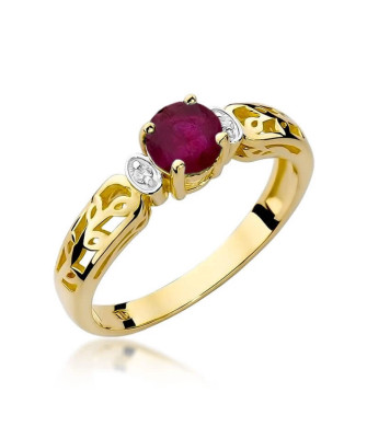 14k Gold Ring with Diamond Ruby 0.60ct