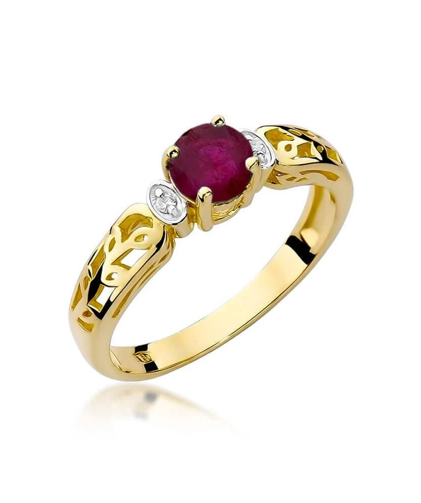 14k Gold Ring with Diamond Ruby 0.60ct
