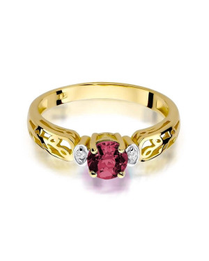 Złoty Pierścionek 14k z diamentem rubin 0,60ct