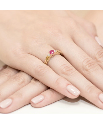 Złoty Pierścionek 14k z diamentem rubin 0,60ct