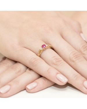 14k Gold Ring with Diamond Ruby 0.60ct